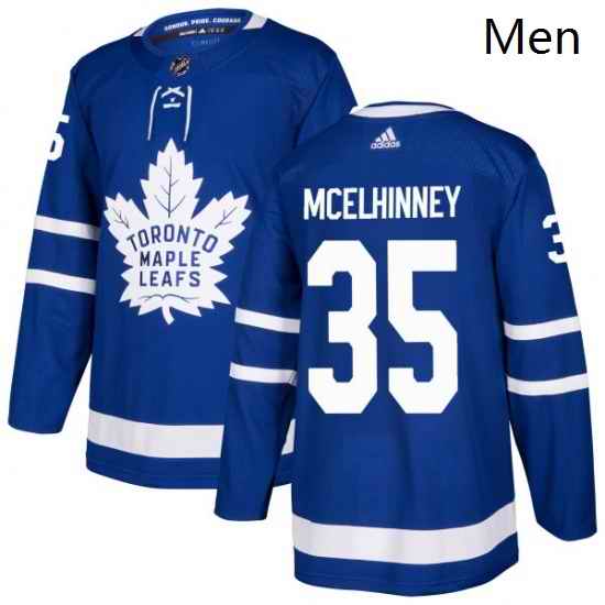 Mens Adidas Toronto Maple Leafs 35 Curtis McElhinney Premier Royal Blue Home NHL Jersey